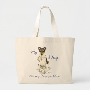 My Smooth Collie Ate My Lesson Plan Large Tote Bag