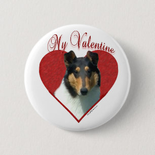 My Smooth Collie Valentine; Tricolor Collie 6 Cm Round Badge