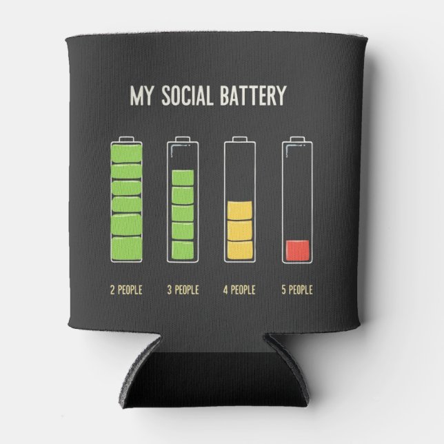 My Social Battery introvert Social Humour  Can Cooler (Front)