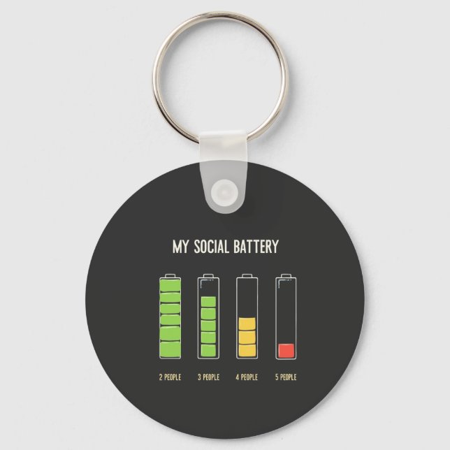My Social Battery introvert Social Humour  Key Ring (Front)