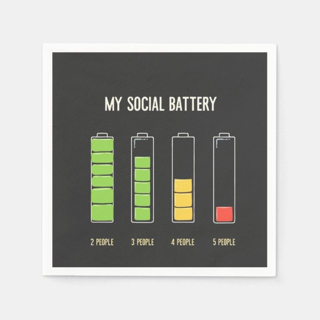 My Social Battery introvert Social Humour  Napkin (Front)