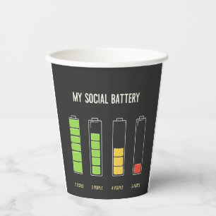 My Social Battery introvert Social Humour Paper Cups