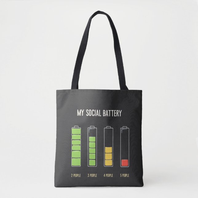 My Social Battery introvert Social Humour  Tote Bag (Front)