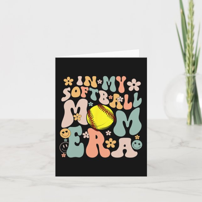 My Softball Mum Era Mum Groovy Life Game Day Vibes Card (Front)
