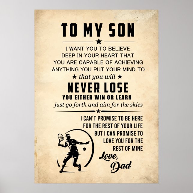My Son Believe Deep in Yourself Poster (Front)