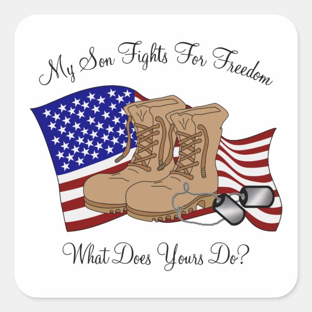 My Son Fights For Freedom Square Sticker (Front)