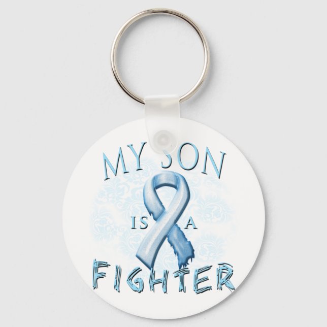 My Son is a Fighter Light Blue Key Ring (Front)