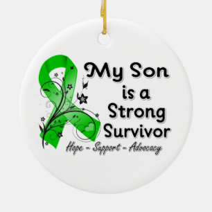 My Son is a Strong Survivor Green Ribbon Ceramic Tree Decoration