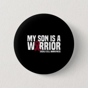 My Son Is A Warrior Burgundy Ribbon Sickle Cell Aw 6 Cm Round Badge