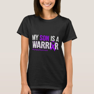 My Son Is A Warrior Epilepsy Awareness Purple Ribb T-Shirt
