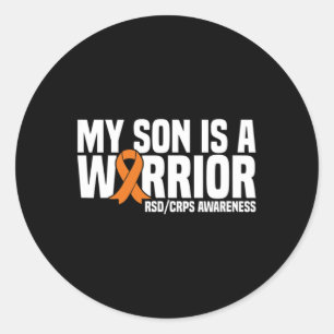 My Son Is A Warrior Orange Ribbon Rsdcrps Awarenes Classic Round Sticker