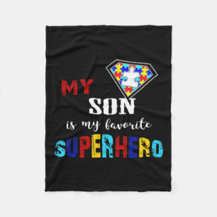 My Son Is My Favourite Superhero Autism Awareness  Fleece Blanket
