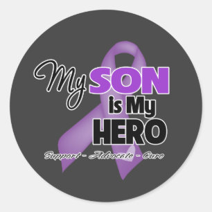 My Son is My Hero - Purple Ribbon Classic Round Sticker