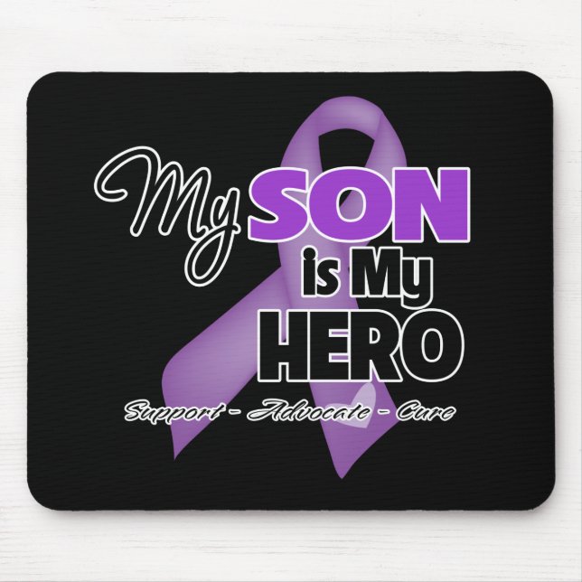 My Son is My Hero - Purple Ribbon Mouse Pad (Front)