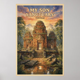 My Son Sanctuary Vietnam Vintage Travel Poster