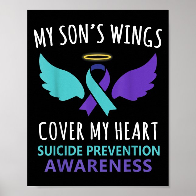 My Son's Wings Cover Heart Suicide Awareness Ribbo Poster (Front)