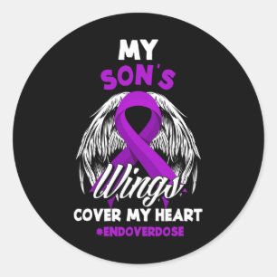 My Son's Wings Cover My Heart End Overdose Classic Round Sticker