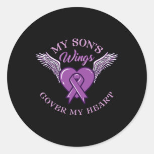 My Son's Wings Cover My Heart Overdose Awareness 1 Classic Round Sticker