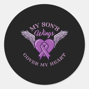 My Son's Wings Cover My Heart Overdose Awareness 1 Classic Round Sticker