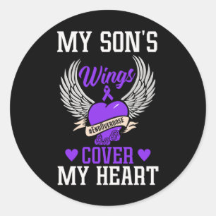 My Sons Wings Cover My Heart - Overdose Awareness Classic Round Sticker
