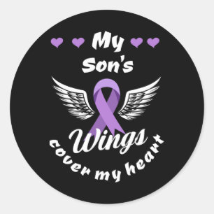 My Son's Wings Cover My Heart Overdose Awareness  Classic Round Sticker
