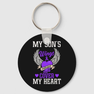 My Son's Wings Cover My Heart - Overdose Awareness Key Ring