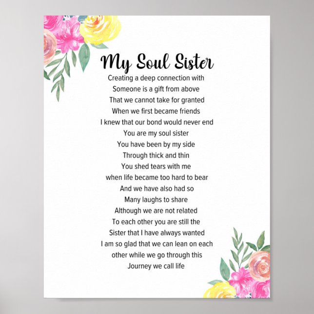 My Soul Sister Poem  Poster (Front)