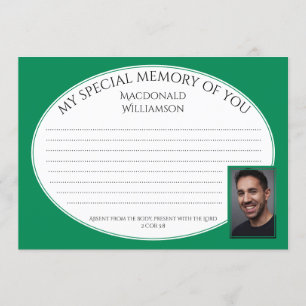 MY SPECIAL MEMORY OF YOU   Photo   Condolence Card