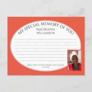 MY SPECIAL MEMORY OF YOU Photo Condolence Card