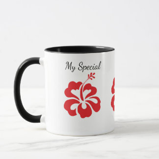 My Special Red Hibiscus Floral Coffee Mug
