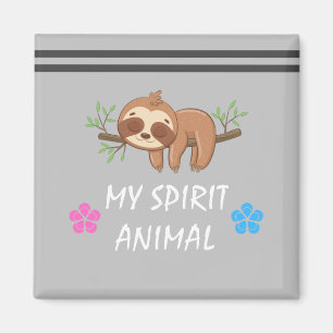 My Spirit Animal   Cute Sleeping Sloth Magnet