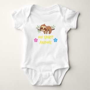 My Spirit Animal Cute Sleeping Sloth Template Baby Bodysuit