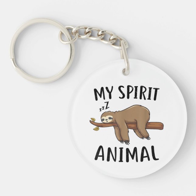 My Spirit Animal Funny Sloth Gift Key Ring (Front)