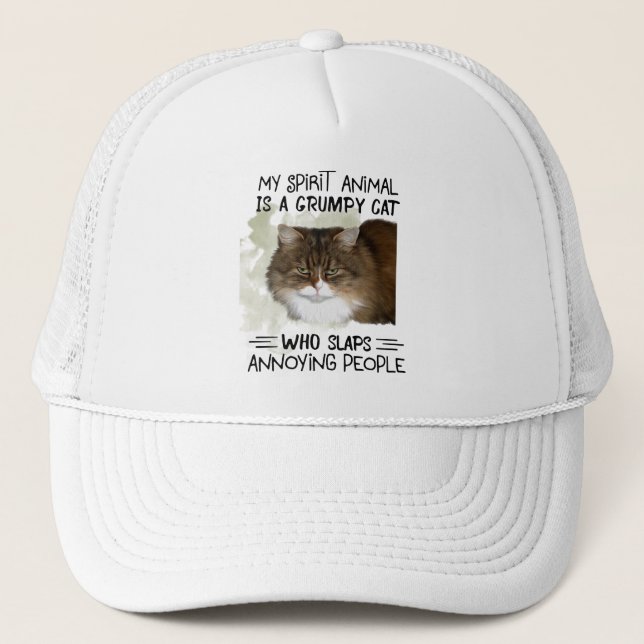 My Spirit Animal Is A Cat Animal Quotes Gifts Trucker Hat (Front)