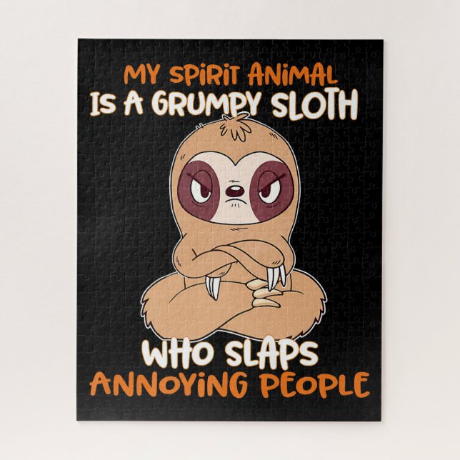 My Spirit Animal Is A Grumpy Sloth Jigsaw Puzzle (Vertical)
