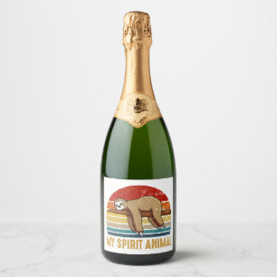 My spirit animal Sloth Sleeping  Sparkling Wine Label