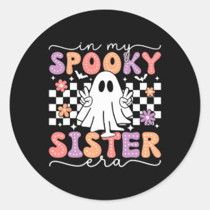 My Spooky Sister Era Retro Ghost Halloween Spooky Classic Round Sticker