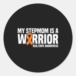 My Stepmom Is A Warrior Orange Ribbon Rsdcrps Awar Classic Round Sticker