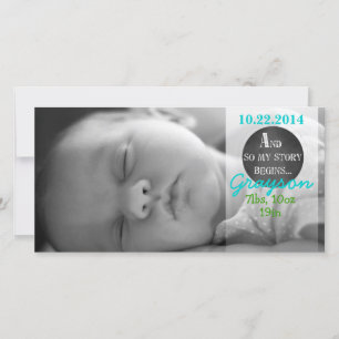 My Story Begins Chalk Design Birth Announcement