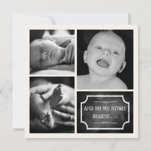 My Story Begins Chalk Design Birth Announcement