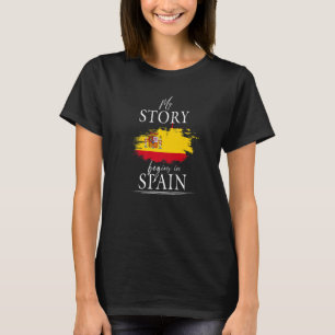 My Story Begins In Spain Flag Spanish Football Ibi T-Shirt