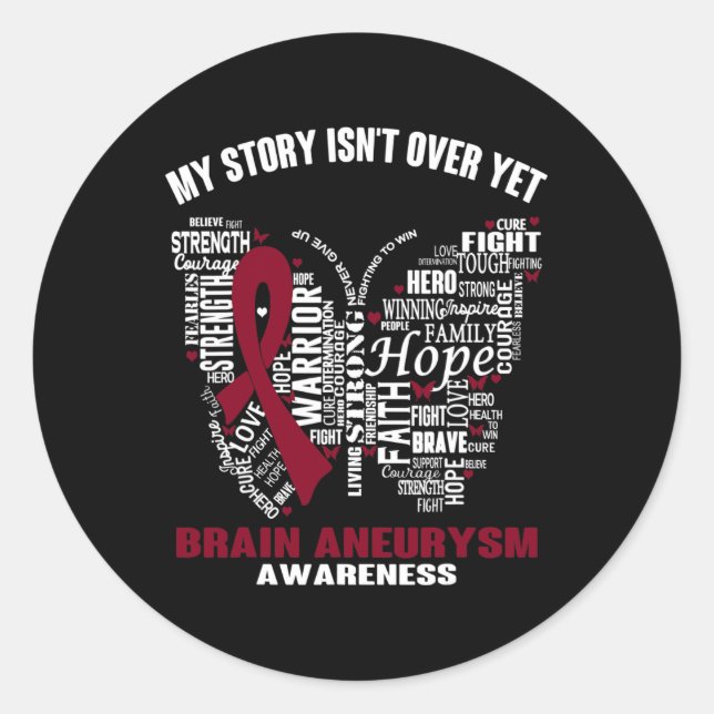 My Story Isn't Over Yet Brain Aneurysm Awareness  Classic Round Sticker (Front)