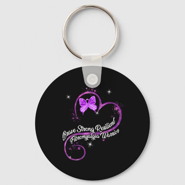 My Strong Resilient Fibromyalgia Warrior Awareness Key Ring (Front)