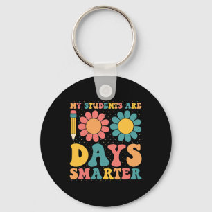My Students Are 100 Days Smarter Retro Groovy Teac Key Ring