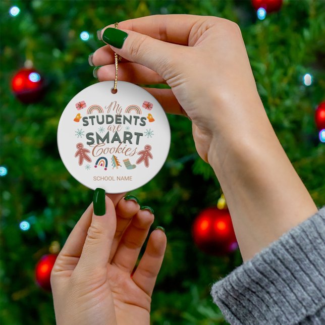 My Students Are Smart Cookies Boho Christmas Ceramic Ornament (Creator Uploaded)