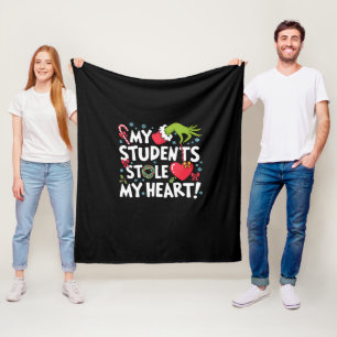 My Students Stole My Heart Christmas Xmas Teacher Fleece Blanket