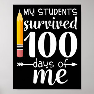 My Students Survived 100 Days Of Me Funny Teacher Poster