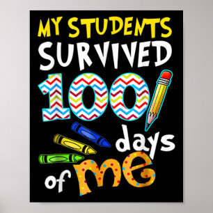 My Students Survived 100 Days Of Me Teacher Studen Poster