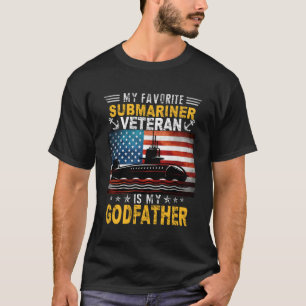My Submarine Veteran Is My Godfather US Flag Veter T-Shirt