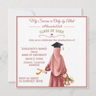 "My Success is Only by Allah" Graduating Girl Invitation